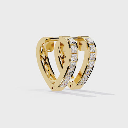 Vintage Princess Cut Diamond Handmade Hoop Earrings
