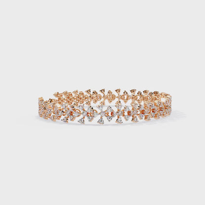 1.59 Ct Round Cut Diamond Flower Cluster Tennis Bracelet