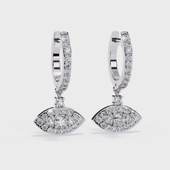 Round Cut Diamond Evil Eye Huggie Hoop Earrings