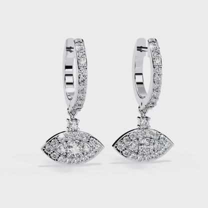 Round Cut Diamond Evil Eye Huggie Hoop Earrings