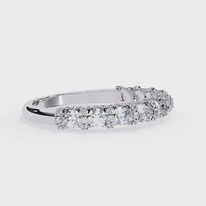 Round Cut Diamond Three Row Proposal Ring