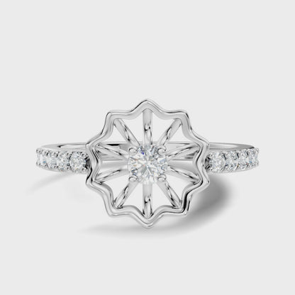 Pear and Round Lab Grown Diamond Flower Statement Ring