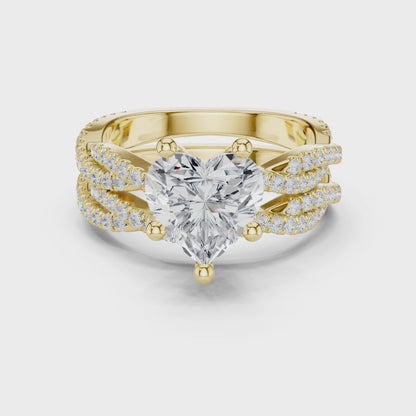 Heart and Round Cut Lab Grown Multiple Shank Diamond Ring