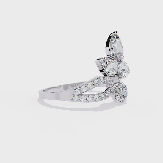 1.21Ct Pear And Round Cut Lab Grown Diamond  Antique Delicate Vintage Party Wear Ring For Women's