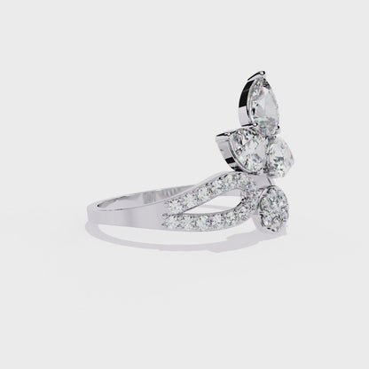 1.21Ct Pear And Round Cut Lab Grown Diamond  Antique Delicate Vintage Party Wear Ring For Women's