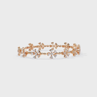 Round Cut Diamond Flower Shape Tennis Bracelet
