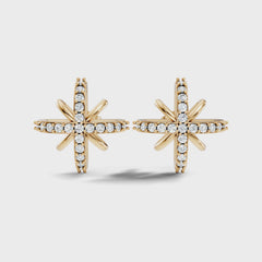 Round Cut Lab Grown Diamond Cross Starburst Stud Earring