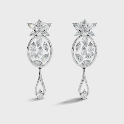 Pear and Marquise Cut Lab Grown Diamond Drop Earring