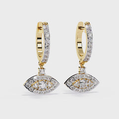 Round Cut Diamond Evil Eye Huggie Hoop Earrings