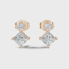 Princess Cut Lab Grown Diamond Drop Earring