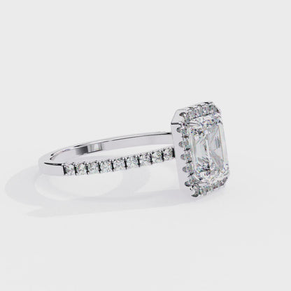 Emerald and Round Cut 2.02 Ct  Lab Grown Diamond Art Deco Cluster Delicate Style Engagement Ring Gift for Her