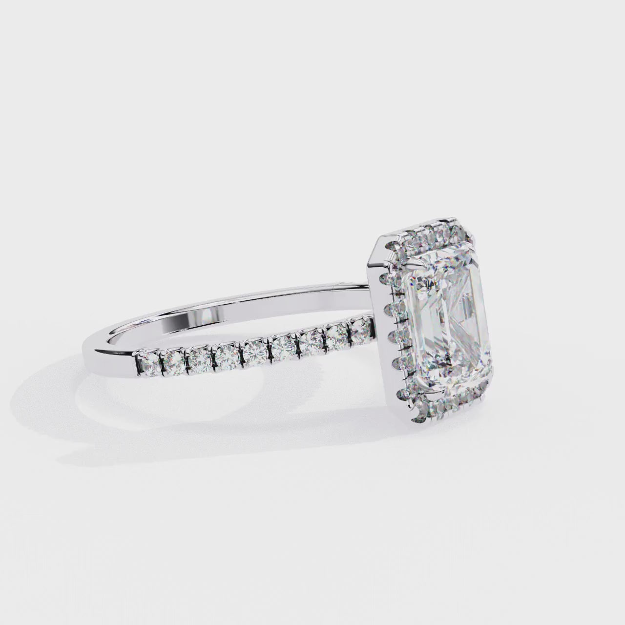 Emerald and Round Cut 2.02 Ct  Lab Grown Diamond Art Deco Cluster Delicate Style Engagement Ring Gift for Her