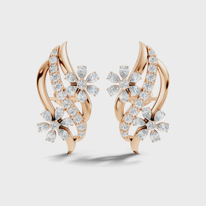 Round and Pear Lab-Grown Diamond Push Back Stud Earring