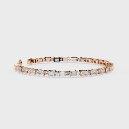5.10 Ct Emerald & Round Cut Diamond Tennis Bracelet