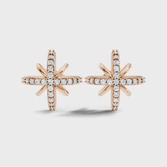 Round Cut Lab Grown Diamond Cross Starburst Stud Earring