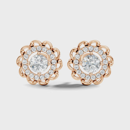 Best Round Cut Lab Grown Diamond Halo Stud Earring