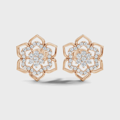 0.41 CT Round Lab Grown Diamond Floral Halo Stud Earring