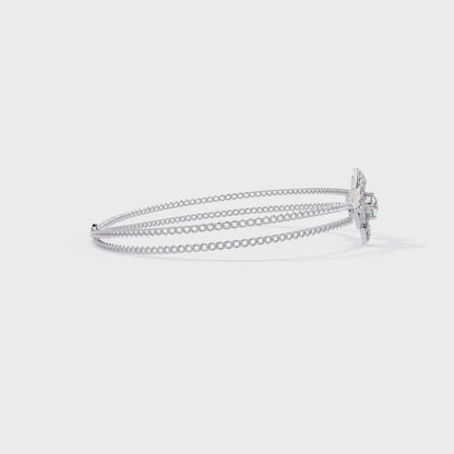 Round Cut Lab Grown Diamond Flower Cuff Bracelet