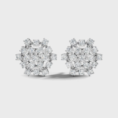Round Cut Lab Grown Diamond Halo Stud Earring