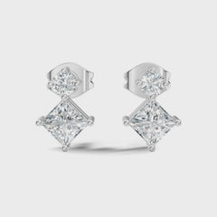 Princess Cut Lab Grown Diamond Drop Earring