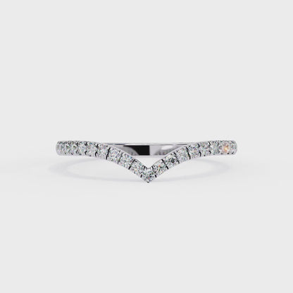 Round Lab Grown Diamond V Shape Band Ring