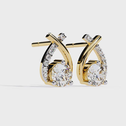 1.27 Ct Pear Shape & Round Cut Diamond Stud Earrings