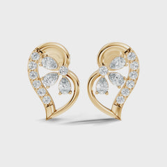 Round and Pear Cut Lab Grown Diamond Unique Classic Stud Earring