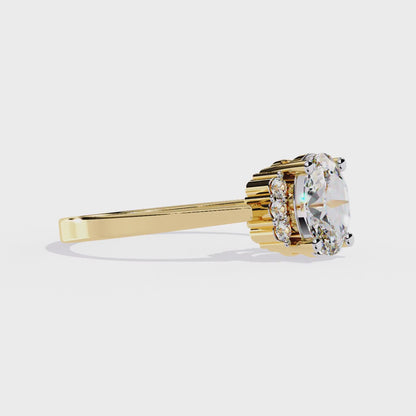 Oval Cut Diamond Cluster Halo Solitaire Ring