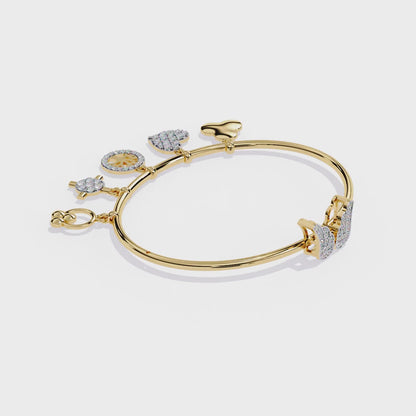 Round Cut Lab Grown Diamond Butterfly Bangle Bracelet