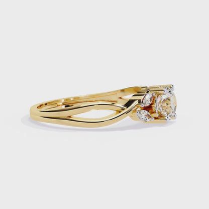 Round and Marquise Cut Lab Grown Diamond Handcrafted Promise Ring For Women's