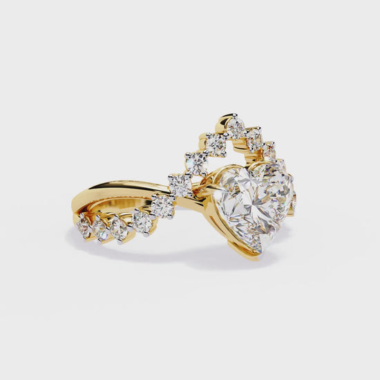 Heart & Round Cut Lab Grown Diamond Shank Ring