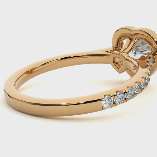 1.33 Carat Heart Cut Lab Grown Diamond 14K Solid Rose Gold and Pave and Side Stones, Custom Jewelry Gift
