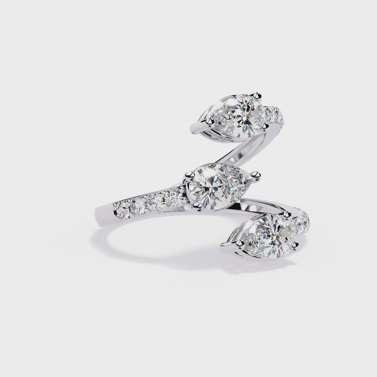 1.34Ct Pear And Round Cut Diamond Bypass Stunning Vintage Inspired Elegant Open Ring Gift For Women's