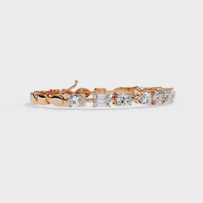 13.84 Ct Multi Shape Diamond Tennis Bracelet