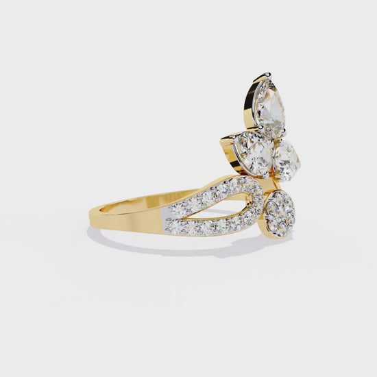 1.21Ct Pear And Round Cut Lab Grown Diamond  Antique Delicate Vintage Party Wear Ring For Women's