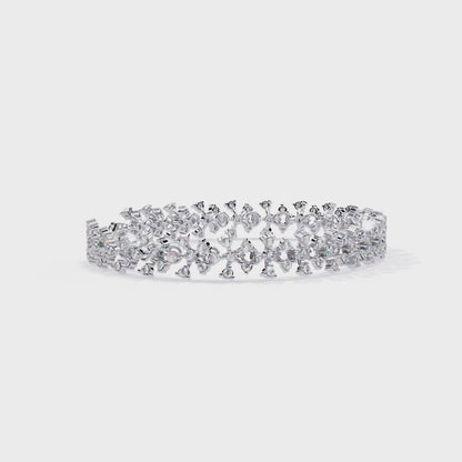 1.59 Ct Round Cut Diamond Flower Cluster Tennis Bracelet