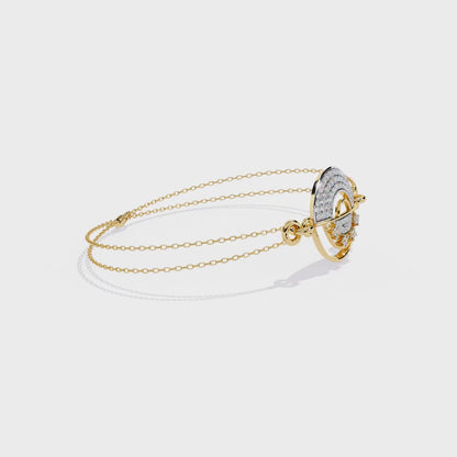 14K Rose Gold Round Lab Grown Diamond Cuff Bracelet