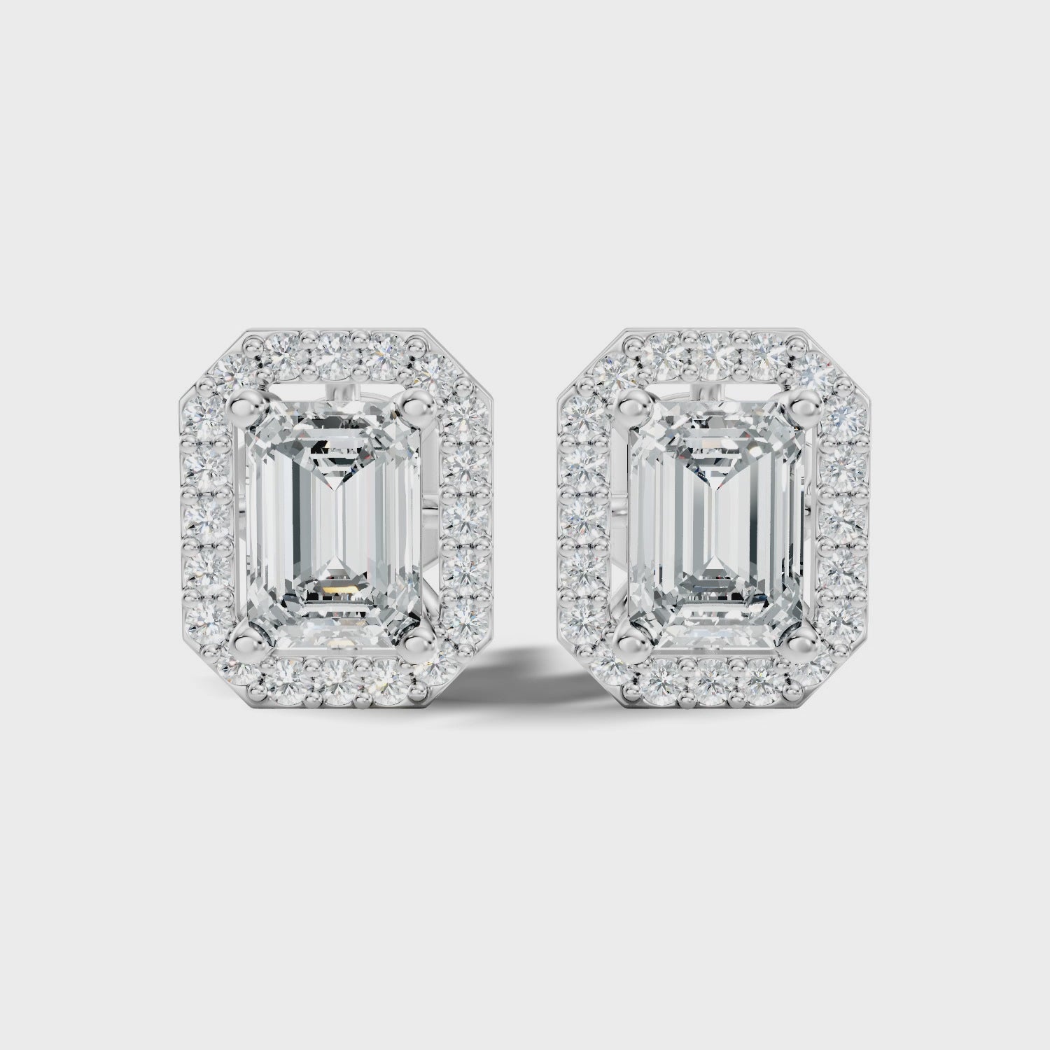 Emerald cut lab grown diamond earrings for everyday wear