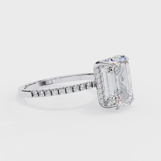 Handcrafted Women's Ring with Emerald and round Cut 2.80 Ct Lab Grown Diamond gift for her