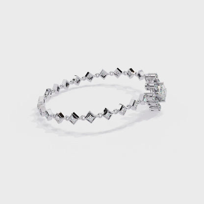 1.70 Ct Princess & Round Diamond Halo Tennis Bracelet