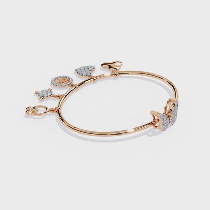 Round Cut Lab Grown Diamond Butterfly Bangle Bracelet