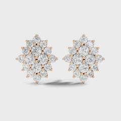 1.32Ct Round Cut Lab Grown Prong Set Cluster Diamond Earring
