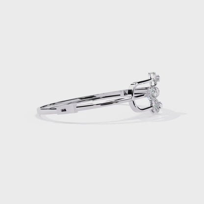 Vintage Pear Round Lab Grown Diamond Halo Bangle Bracelet
