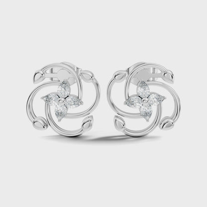 Marquise Lab Grown Diamond Floral Swirl Stud Earring