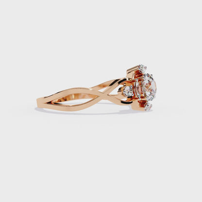 Vintage Marquise and Round Cut Diamond Unique Twisted Halo Style Dainty Cluster Proposer Ring