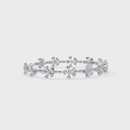 Round Cut Diamond Flower Shape Tennis Bracelet