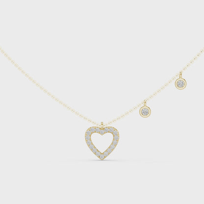 Heart Shape Lab Grown Diamond Necklace with Drop Accents