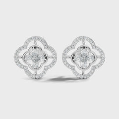 Round and Pear Cut Lab Grown Vintage Stud Diamond Earring