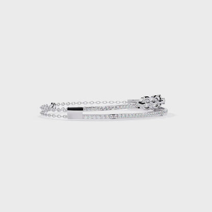 Round Cut Lab Grown Diamond Vintage Cuff Bracelet