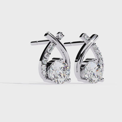 1.27 Ct Pear Shape & Round Cut Diamond Stud Earrings